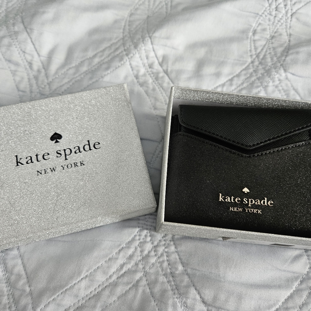Kate Spade Black Tinsel Glitter Boxed Small Card Set,  Like New, But no tags